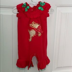 Bonnie Baby girl Christmas reindeer romper